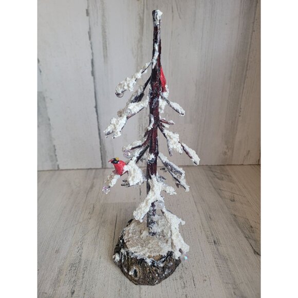 Pacific rim snow covered tree red cardinal bird Xmas decor - Picture 5 of 7